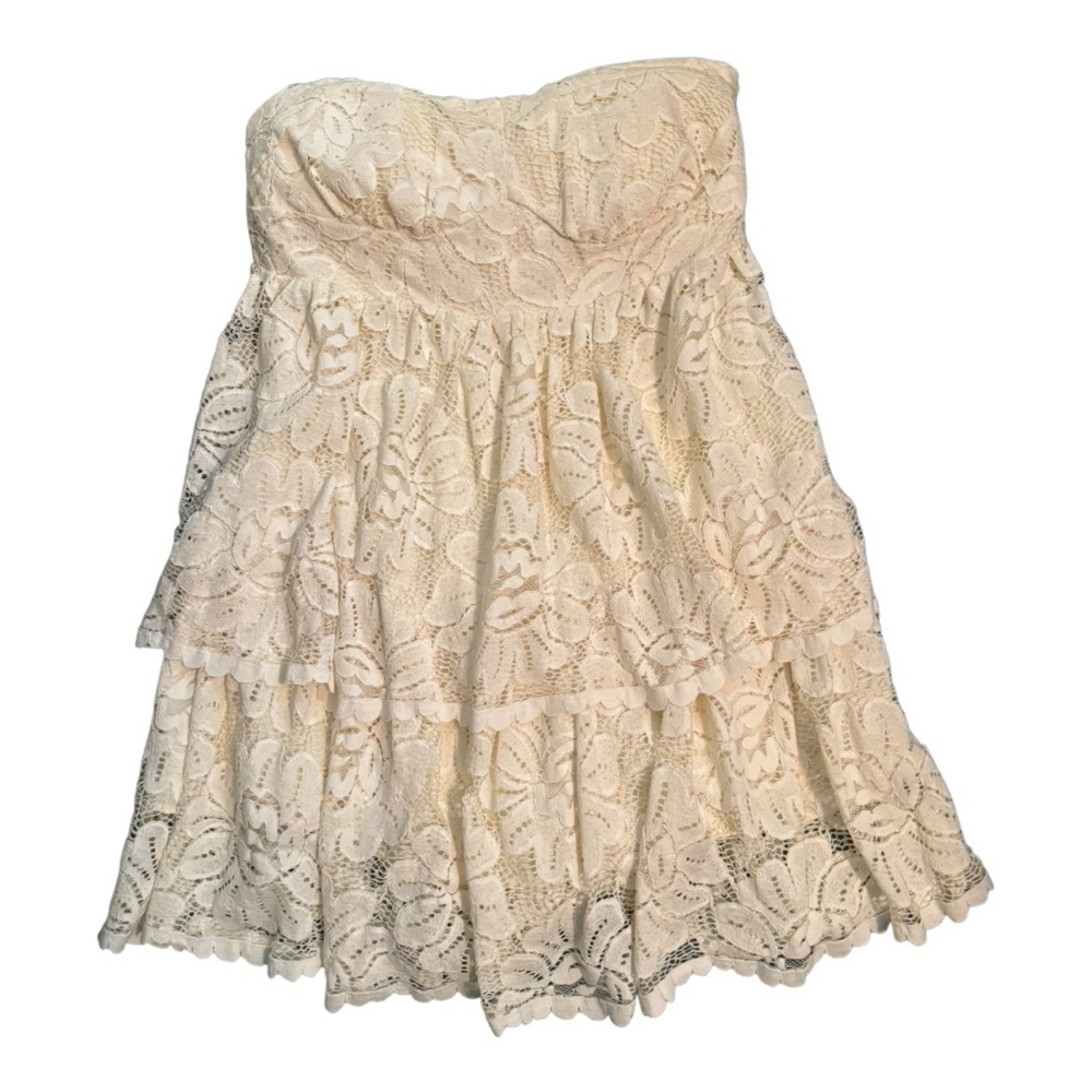 Maeve by Anthropologie Strapless Lace Mini Dress, White, Size 16 - Picture 2 of 7